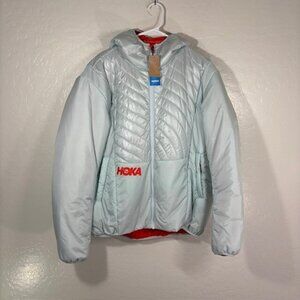 Hoka One One Puffer Jacket Womens Small Medium Light Blue Quilted NEW